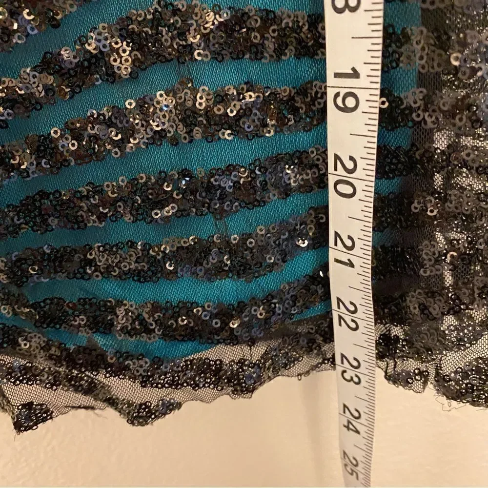 Dance Costume lyrical shift dress teal sequin leotard J5246 child medium CME